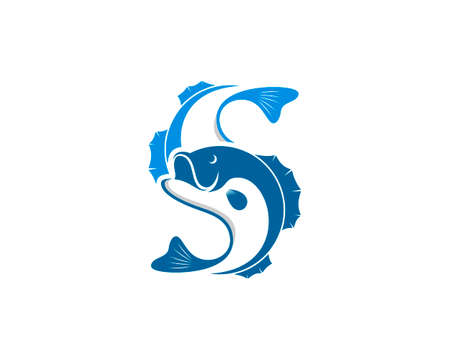 Jumping fish wit S letter initialのイラスト素材