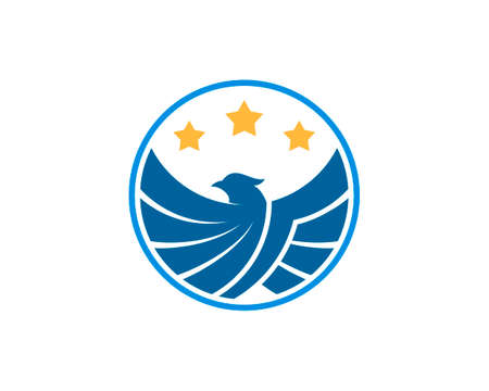 Circle shape with eagle and star insideのイラスト素材