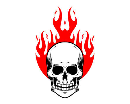 Fire skull head vector stock illustrationのイラスト素材