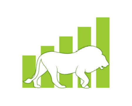 Financial charts with the lion king walkingのイラスト素材