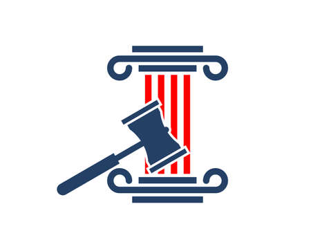 Pillar with hammer law firm in the middleのイラスト素材