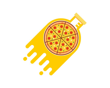 Pizza inside the laboratory test tube launchedのイラスト素材