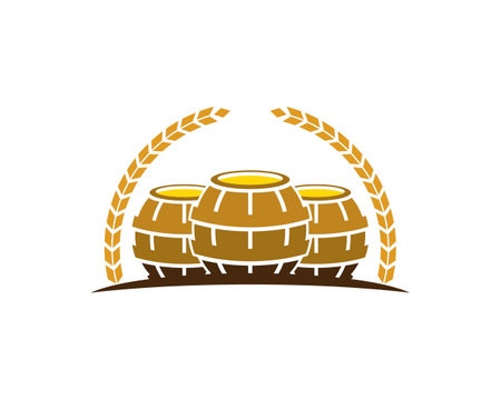 Circular wheat with three beer barrel insideのイラスト素材