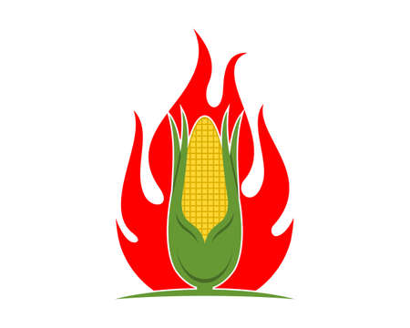 Corn with fire flame behindのイラスト素材