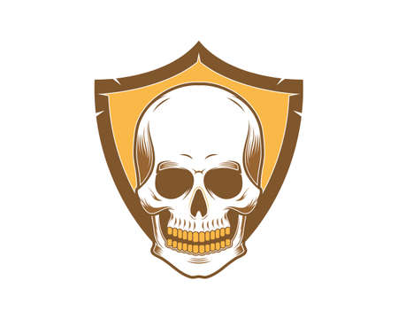 Shield protection with skull head in the middleのイラスト素材