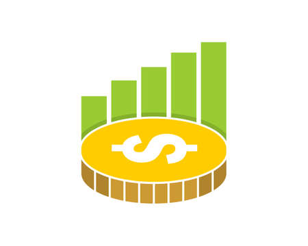 Coin with chart growth up financeのイラスト素材