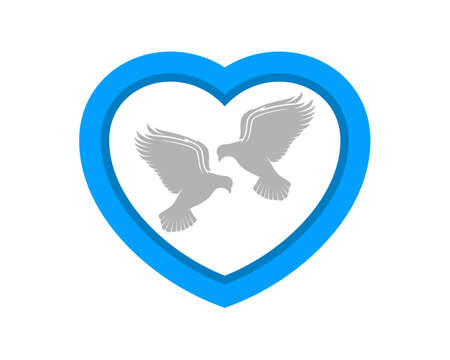 Two flying dove inside the blue loveのイラスト素材