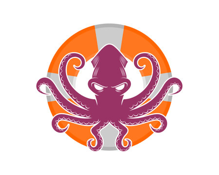 Octopus with float behindのイラスト素材