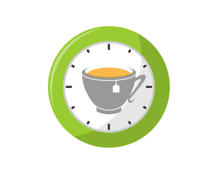 Teacup inside the clock logoのイラスト素材
