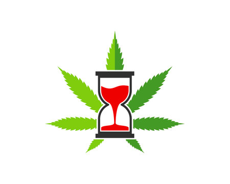 Cannabis leaf with hour glass insideのイラスト素材