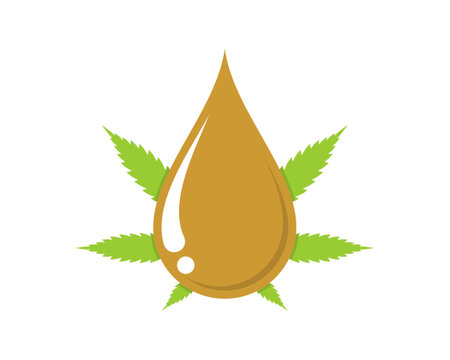 Oil droplet with cannabis leaf behindのイラスト素材