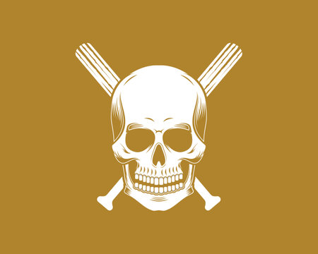 Skull head with baseball bats crossed behindのイラスト素材