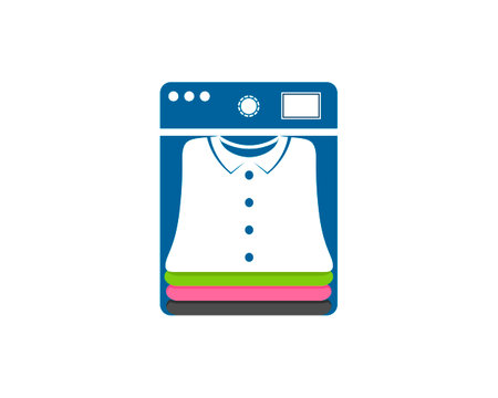 Laundry machine with T shirt insideのイラスト素材
