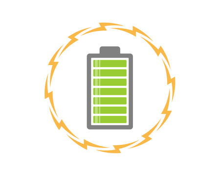 Circular electrical symbol with battery insideのイラスト素材