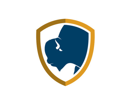 Simple shield with bison head insideのイラスト素材