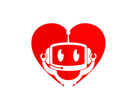 Love shape with cute robot insideのイラスト素材