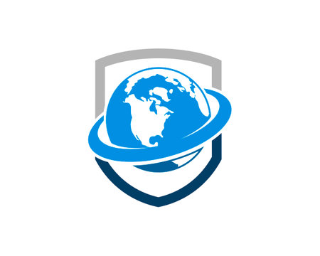 Protection shield with Earth and rings insideのイラスト素材