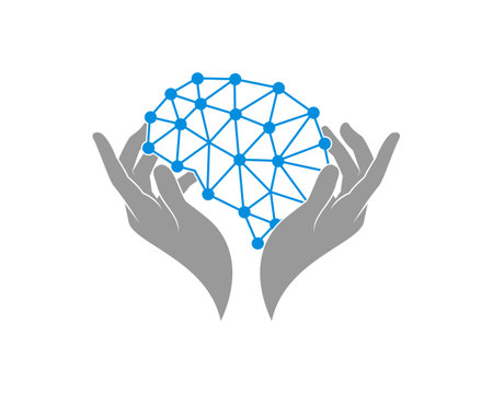 Hand care with brain connection logoのイラスト素材