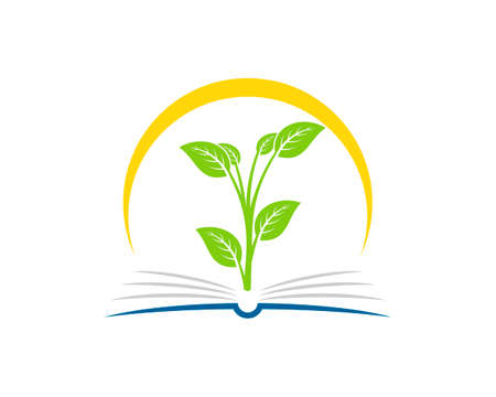 Abstract book with nature tree and yellow swooshのイラスト素材