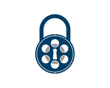 Simple padlock with roll film and keyhole insideのイラスト素材