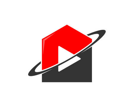 Media play button with house shapeのイラスト素材