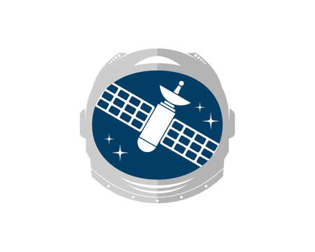 Science space helmet with satellite insideのイラスト素材