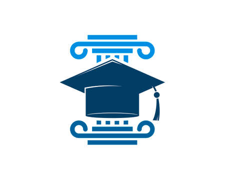 Blue law pillar with graduation hat insideのイラスト素材