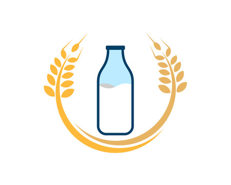 Circular wheat with milk bottle insideのイラスト素材
