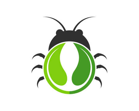 Lady bug with nature circle leafのイラスト素材