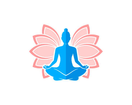 Woman yoga with pink lotus wingsのイラスト素材