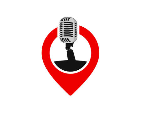 Red pin location with music microphone insideのイラスト素材