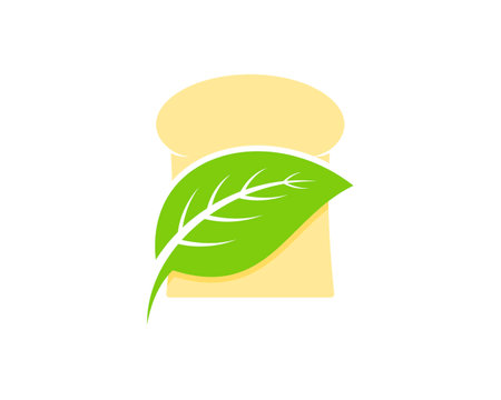 White bread with green nature leaf insideのイラスト素材