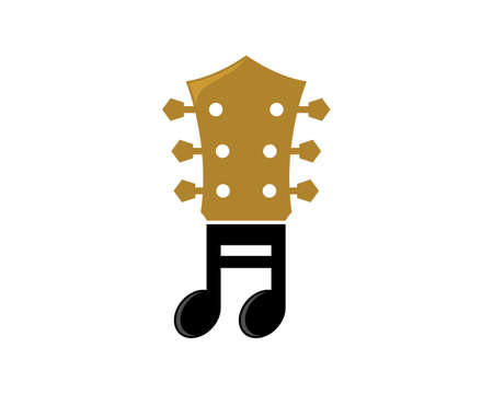 Combination music note with guitar logoのイラスト素材