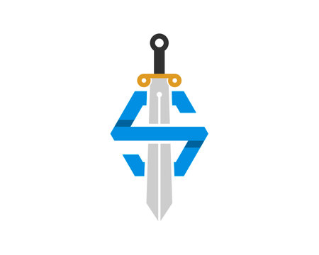 Simple knight sword with S letter initialのイラスト素材
