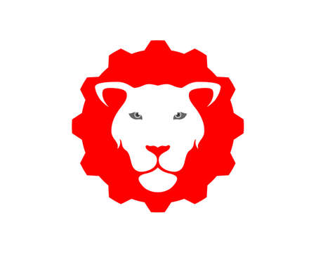 Lion head with gear shape logoのイラスト素材