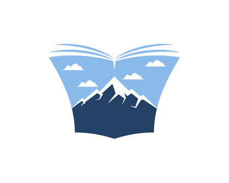 Blue mountain in the open book pageのイラスト素材