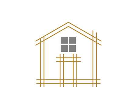 House framework with golden line logoのイラスト素材