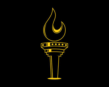 Torch with golden line in the black backgroundのイラスト素材