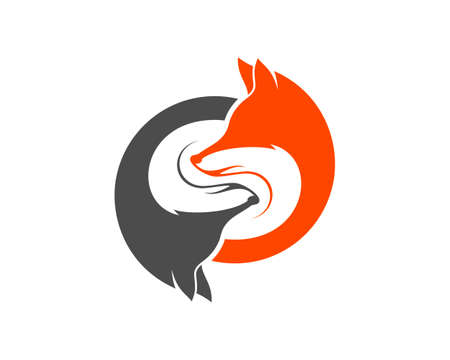 Infinity upside down fox and wolf with grey and orange colorのイラスト素材