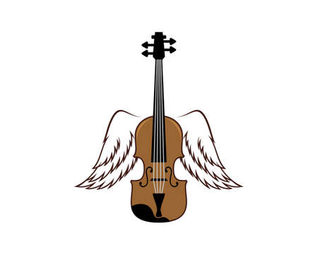 Flying violin with spread wingsのイラスト素材