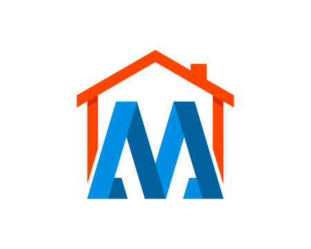 Simple house with M letter initial insideのイラスト素材