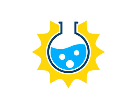 Blue water in the bottle laboratory with shinning sunのイラスト素材