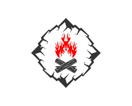 Fire wood in the mountain with square shape logoのイラスト素材