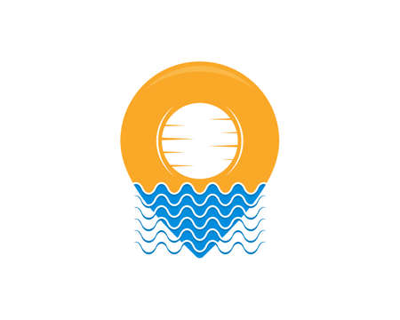 Sea and sunset scenery in the pin location logoのイラスト素材