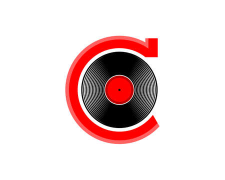 C Letter with vinyl music record logoのイラスト素材