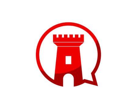 Simple bubble chat with red fortress insideのイラスト素材