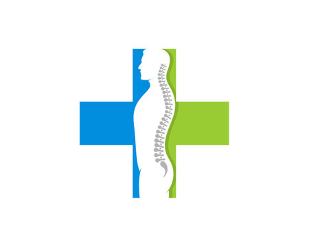 Human with healthy spine inside the plus medical symbolのイラスト素材