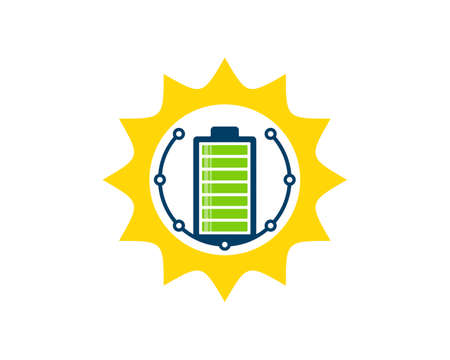 Shinning sun with technological battery insideのイラスト素材