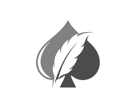 Simple grey spade with feather writer insideのイラスト素材