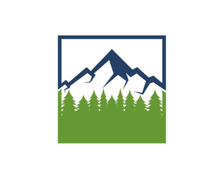 Mountain and forest tree inside the squareのイラスト素材